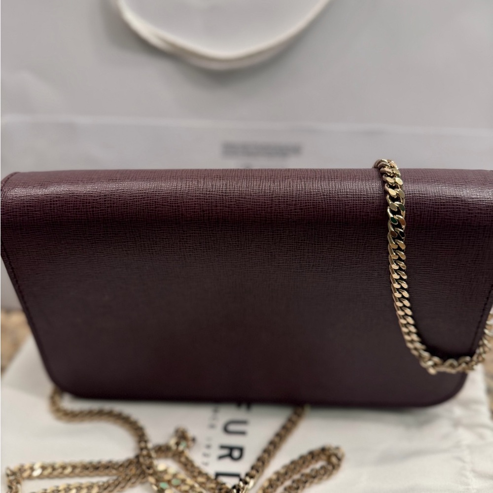 Furla Deep Plum Crossbody with Gold Chain - Picture 2 of 4